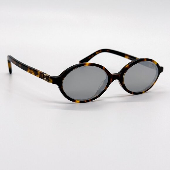 NEW MIU MIU MU04ZS VAU07F OVAL HAVANA SILVER WOMEN SUNGLASSES MU04ZSF VAU07F - Picture 4 of 9